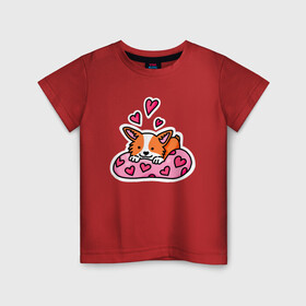 Детская футболка хлопок с принтом Любимый корги в Белгороде, 100% хлопок | круглый вырез горловины, полуприлегающий силуэт, длина до линии бедер | corgi | корги | маленькая собачка | милый | милый корги | рыжая | рыжая собачка | собака | собачка | такси