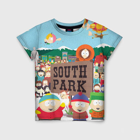 Детская футболка 3D с принтом ЮЖНЫЙ ПАРК в Белгороде, 100% гипоаллергенный полиэфир | прямой крой, круглый вырез горловины, длина до линии бедер, чуть спущенное плечо, ткань немного тянется | cartman | kenny | kyle | south park | stan | кайл | картман | кенни | стэн | южный парк