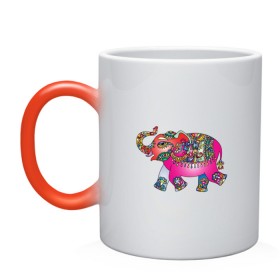 Кружка хамелеон с принтом Слон в Белгороде, керамика | меняет цвет при нагревании, емкость 330 мл | декоративный | животные | звери | прикольные картинки | слон