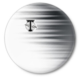 Значок с принтом Торпедо в Белгороде,  металл | круглая форма, металлическая застежка в виде булавки | Тематика изображения на принте: белое | пфл | рфпл | торпедо | форма | футбол | чёрное
