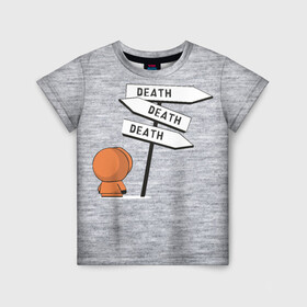Детская футболка 3D с принтом DEATH в Белгороде, 100% гипоаллергенный полиэфир | прямой крой, круглый вырез горловины, длина до линии бедер, чуть спущенное плечо, ткань немного тянется | cartman | kenny | kyle | south park | stan | кайл | картман | кенни | стэн | южный парк