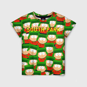 Детская футболка 3D с принтом SOUTH PARK в Белгороде, 100% гипоаллергенный полиэфир | прямой крой, круглый вырез горловины, длина до линии бедер, чуть спущенное плечо, ткань немного тянется | cartman | kenny | kyle | south park | stan | кайл | картман | кенни | стэн | южный парк