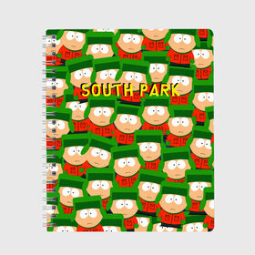 Тетрадь с принтом SOUTH PARK в Белгороде, 100% бумага | 48 листов, плотность листов — 60 г/м2, плотность картонной обложки — 250 г/м2. Листы скреплены сбоку удобной пружинной спиралью. Уголки страниц и обложки скругленные. Цвет линий — светло-серый
 | cartman | kenny | kyle | south park | stan | кайл | картман | кенни | стэн | южный парк