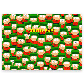 Поздравительная открытка с принтом SOUTH PARK в Белгороде, 100% бумага | плотность бумаги 280 г/м2, матовая, на обратной стороне линовка и место для марки
 | Тематика изображения на принте: cartman | kenny | kyle | south park | stan | кайл | картман | кенни | стэн | южный парк
