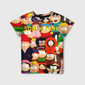 Детская футболка 3D с принтом SOUTH PARK в Белгороде, 100% гипоаллергенный полиэфир | прямой крой, круглый вырез горловины, длина до линии бедер, чуть спущенное плечо, ткань немного тянется | cartman | kenny | kyle | south park | stan | кайл | картман | кенни | стэн | южный парк