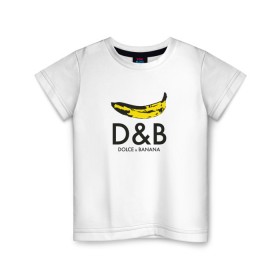 Детская футболка хлопок с принтом Dolce and Banana в Белгороде, 100% хлопок | круглый вырез горловины, полуприлегающий силуэт, длина до линии бедер | banan | banana | dg | dolce banana | dolce gabana | dolce gabbana | антибренд | банан | бананы | гнилой | дольче габана | дольче габбана | крутая | модная | пародия | прикол | тренд