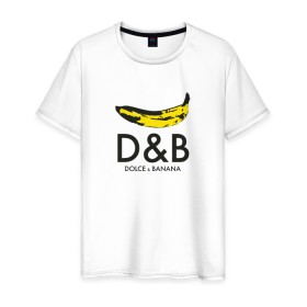 Мужская футболка хлопок с принтом Dolce and Banana в Белгороде, 100% хлопок | прямой крой, круглый вырез горловины, длина до линии бедер, слегка спущенное плечо. | Тематика изображения на принте: banan | banana | dg | dolce banana | dolce gabana | dolce gabbana | антибренд | банан | бананы | гнилой | дольче габана | дольче габбана | крутая | модная | пародия | прикол | тренд