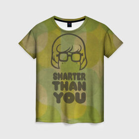 Женская футболка 3D с принтом Smart Than You в Белгороде, 100% полиэфир ( синтетическое хлопкоподобное полотно) | прямой крой, круглый вырез горловины, длина до линии бедер | scooby doo | vdosadir | velma dinkle | велма динкли | скуби ду | уильям ханна