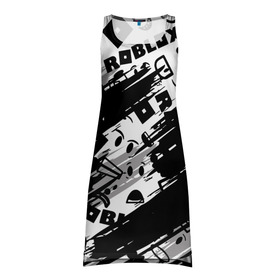 Платье-майка 3D с принтом Roblox в Белгороде, 100% полиэстер | полуприлегающий силуэт, широкие бретели, круглый вырез горловины, удлиненный подол сзади. | dynablocks | for kids | funny | roblox | robux | roleplay | белый | блоки | вселенная | герои | красный | кубики | роблокс | симулятор