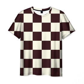 Мужская футболка 3D с принтом Шахматка в Белгороде, 100% полиэфир | прямой крой, круглый вырез горловины, длина до линии бедер | квадраты | текстуры | узор шахматка | узоры | чб | чб квадраты | чб узор | шахматка | шахматная доска | шахматы