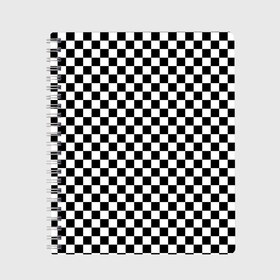 Тетрадь с принтом Шахматка мелкая в Белгороде, 100% бумага | 48 листов, плотность листов — 60 г/м2, плотность картонной обложки — 250 г/м2. Листы скреплены сбоку удобной пружинной спиралью. Уголки страниц и обложки скругленные. Цвет линий — светло-серый
 | Тематика изображения на принте: квадраты | мелкая шахматка | текстуры | узор шахматка | узоры | чб | чб квадраты | чб узор | шахматка | шахматная доска | шахматы