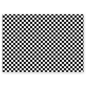 Поздравительная открытка с принтом Шахматка мелкая в Белгороде, 100% бумага | плотность бумаги 280 г/м2, матовая, на обратной стороне линовка и место для марки
 | Тематика изображения на принте: квадраты | мелкая шахматка | текстуры | узор шахматка | узоры | чб | чб квадраты | чб узор | шахматка | шахматная доска | шахматы