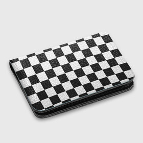Картхолдер с принтом с принтом Шахматка в Белгороде, натуральная матовая кожа | размер 7,3 х 10 см; кардхолдер имеет 4 кармана для карт; | Тематика изображения на принте: квадраты | текстуры | узор шахматка | узоры | чб | чб квадраты | чб узор | шахматка | шахматная доска | шахматы
