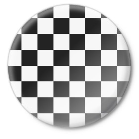 Значок с принтом Шахматка в Белгороде,  металл | круглая форма, металлическая застежка в виде булавки | Тематика изображения на принте: квадраты | текстуры | узор шахматка | узоры | чб | чб квадраты | чб узор | шахматка | шахматная доска | шахматы