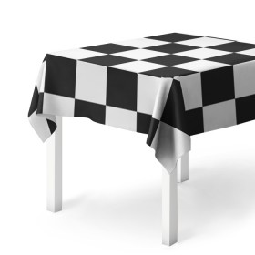 Скатерть 3D с принтом Шахматка в Белгороде, 100% полиэстер (ткань не мнется и не растягивается) | Размер: 150*150 см | квадраты | текстуры | узор шахматка | узоры | чб | чб квадраты | чб узор | шахматка | шахматная доска | шахматы