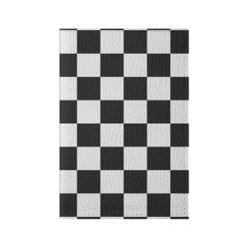 Обложка для паспорта матовая кожа с принтом Шахматка в Белгороде, натуральная матовая кожа | размер 19,3 х 13,7 см; прозрачные пластиковые крепления | квадраты | текстуры | узор шахматка | узоры | чб | чб квадраты | чб узор | шахматка | шахматная доска | шахматы