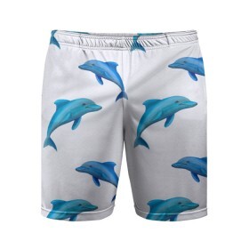 Мужские шорты спортивные с принтом Рай для дельфина в Белгороде,  |  | арт | дельфин | дельфины | искусство | морское | океан | паттерн | рыба | рыбы