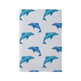 Обложка для паспорта матовая кожа с принтом Рай для дельфина в Белгороде, натуральная матовая кожа | размер 19,3 х 13,7 см; прозрачные пластиковые крепления | арт | дельфин | дельфины | искусство | морское | океан | паттерн | рыба | рыбы