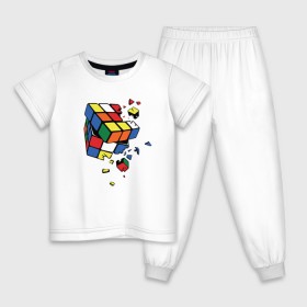 Детская пижама хлопок с принтом Кубик Рубика в Белгороде, 100% хлопок |  брюки и футболка прямого кроя, без карманов, на брюках мягкая резинка на поясе и по низу штанин
 | абстракция | арт | головоломка | кубик рубик | кубик рубика
