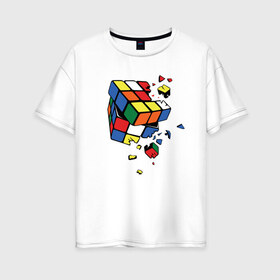 Женская футболка хлопок Oversize с принтом Кубик Рубика в Белгороде, 100% хлопок | свободный крой, круглый ворот, спущенный рукав, длина до линии бедер
 | абстракция | арт | головоломка | кубик рубик | кубик рубика