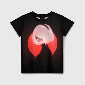 Детская футболка 3D с принтом 2b Nier Black  в Белгороде, 100% гипоаллергенный полиэфир | прямой крой, круглый вырез горловины, длина до линии бедер, чуть спущенное плечо, ткань немного тянется | 2b | art | black | nier automata