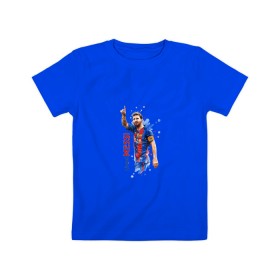 Детская футболка хлопок с принтом Месси в Белгороде, 100% хлопок | круглый вырез горловины, полуприлегающий силуэт, длина до линии бедер | lionel | messi | барса | барселона | испания | лионель | месси | футбол