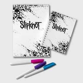 Блокнот с принтом SLIPKNOT в Белгороде, 100% бумага | 48 листов, плотность листов — 60 г/м2, плотность картонной обложки — 250 г/м2. Листы скреплены удобной пружинной спиралью. Цвет линий — светло-серый
 | slipknot | джей вайнберг | джеймс рут | джои джордисон | донни стили | кори тейлор | крис фен | крэйг джонс | мик томсон | пол греи | слипкнот | шон крэхан