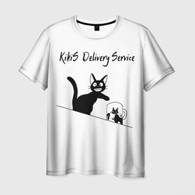 Мужская футболка 3D с принтом Kikis Delivery Service в Белгороде, 100% полиэфир | прямой крой, круглый вырез горловины, длина до линии бедер | Тематика изображения на принте: ведьмина служба доставки | студия гибли | хаяо миядзаки