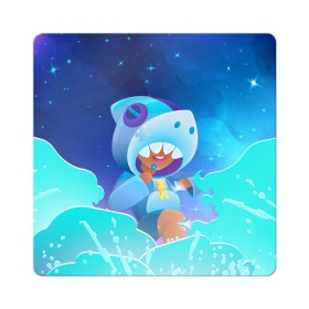 Магнит виниловый Квадрат с принтом LEON SHARK - BRAWL STARS в Белгороде, полимерный материал с магнитным слоем | размер 9*9 см, закругленные углы | 8 bit | 8 бит | 8bit | 8бит | brawl | crow | game | games | leon | max | mr.p | sandy | spike | star | stars | брав | бравл | браво | ворон | звезда | звезды | игра | игры | кроу | леон | макс | сенди | спайк | старс | сэнди