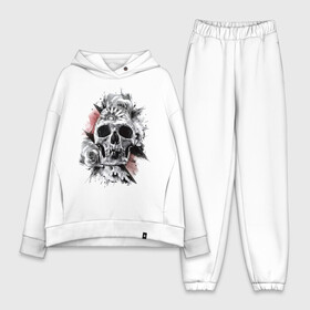 Женский костюм хлопок Oversize с принтом Skull в Белгороде,  |  | flower | grin | jaw | orbits | rose | skull | teeth | глазницы | зубы | оскал | пасть | роза | цветок | череп