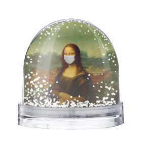 Снежный шар с принтом Мона Лиза в маске в Белгороде, Пластик | Изображение внутри шара печатается на глянцевой фотобумаге с двух сторон | 2019 ncov | corona | corona time | coronavirus | covid 19 | mona lisa | virus | вирус | джаконда | здоровье | корона | коронавирус | медицина | мона лиза | пандемия