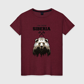 Женская футболка хлопок с принтом Сибирь в Белгороде, 100% хлопок | прямой крой, круглый вырез горловины, длина до линии бедер, слегка спущенное плечо | siberia | лес | медведь | русский мишка | сибирь | сибиряк | тайга | топоры