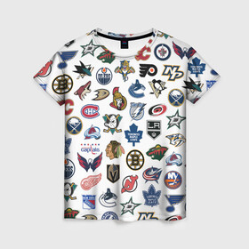 Женская футболка 3D с принтом Логотипы НХЛ в Белгороде, 100% полиэфир ( синтетическое хлопкоподобное полотно) | прямой крой, круглый вырез горловины, длина до линии бедер | capitals | nhl | penguins | pittsburgh | washington | блюз | бостон | брюинз | вашингтон | детройт | кэпиталз | логотипы нхл | нью йорк | пингвинз | питтсбург | рейнджерс | сан хосе шаркс | сент луис | тампа бэй