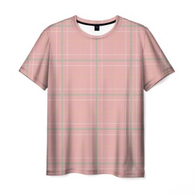 Мужская футболка 3D с принтом Шотландка Розовая в Белгороде, 100% полиэфир | прямой крой, круглый вырез горловины, длина до линии бедер | в клетку | в клеточку | классика | классические | клетка | клетчатые | красная клетка | шотландка | шотландская клетка