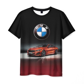 Мужская футболка 3D с принтом BMW в Белгороде, 100% полиэфир | прямой крой, круглый вырез горловины, длина до линии бедер | bmw | car | germany | prestige | red | автомобиль | бмв | германия | красный | престиж