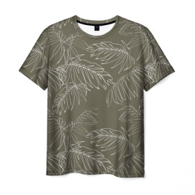 Мужская футболка 3D с принтом листья пальмы в Белгороде, 100% полиэфир | прямой крой, круглый вырез горловины, длина до линии бедер | casual | summer | летние | лето | пляжное | тренд | тропики