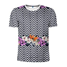 Мужская футболка 3D спортивная с принтом тропически цветы с орнаментом в Белгороде, 100% полиэстер с улучшенными характеристиками | приталенный силуэт, круглая горловина, широкие плечи, сужается к линии бедра | casual | summer | летние | лето | пляжное | тренд | тропики