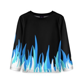Детский лонгслив 3D с принтом Синее пламя в Белгороде, 100% полиэстер | длинные рукава, круглый вырез горловины, полуприлегающий силуэт
 | Тематика изображения на принте: fire | flame | костёр | огонь | пламя | синее пламя | синий | узор