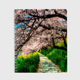 Тетрадь с принтом Весна 2020 в Белгороде, 100% бумага | 48 листов, плотность листов — 60 г/м2, плотность картонной обложки — 250 г/м2. Листы скреплены сбоку удобной пружинной спиралью. Уголки страниц и обложки скругленные. Цвет линий — светло-серый
 | Тематика изображения на принте: весенние картинки | весна | весна 2020 | зелнь | прекрасное время года | прикольные картинки | природа | птицы | тюльпаны | цветы