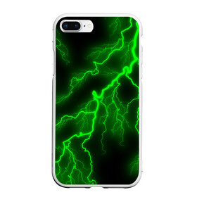 Чехол для iPhone 7Plus/8 Plus матовый с принтом МОЛНИЯ GREEN NEON в Белгороде, Силикон | Область печати: задняя сторона чехла, без боковых панелей | гроза | гром | молния | небо | неон | неоновый | ночь | природа | разряд | текстура | ток | электричество | яркий