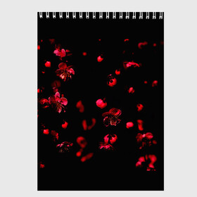 Скетчбук с принтом Красная сакура в Белгороде, 100% бумага
 | 48 листов, плотность листов — 100 г/м2, плотность картонной обложки — 250 г/м2. Листы скреплены сверху удобной пружинной спиралью | вирус | защита | коронавирус | красный | маска | пандемия | сакура | цветки | цветок | эпидемия