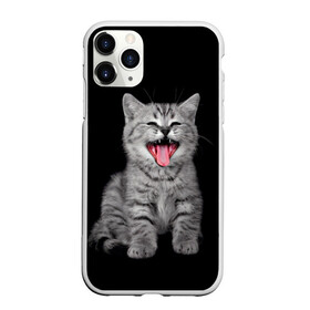 Чехол для iPhone 11 Pro Max матовый с принтом Кричащий кот в Белгороде, Силикон |  | Тематика изображения на принте: животные | звери | зевающий кот | кися | кот | котенок | котики | коты | кричащий кот | минимализм | питомцы | прикольные картинки
