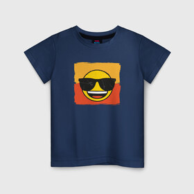 Детская футболка хлопок с принтом Крутой Эмодзи в Белгороде, 100% хлопок | круглый вырез горловины, полуприлегающий силуэт, длина до линии бедер | deal with it | emoji | emojico | в очках | весенний | довольный | крутой | крутой смайлик | летний | мем | смайл | смайлик | смайлик в очках | счастливый | эмоджи | эмодзи | эмодзи смс