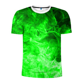 Мужская футболка 3D спортивная с принтом ОГОНЬ GREEN NEON в Белгороде, 100% полиэстер с улучшенными характеристиками | приталенный силуэт, круглая горловина, широкие плечи, сужается к линии бедра | битва огней | зеленый | неон | неоновый | огонь | пламя | пожар | салатовый | стихия | текстура | цветной | яркий