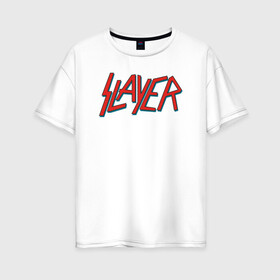 Женская футболка хлопок Oversize с принтом Slayer 27 в Белгороде, 100% хлопок | свободный крой, круглый ворот, спущенный рукав, длина до линии бедер
 | slayer | металл | слаер | слайер | слайэр | слеер | слэер | треш