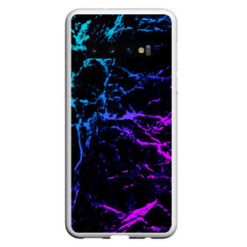 Чехол для Samsung Galaxy S10 с принтом МРАМОР NEON в Белгороде, Силикон | Область печати: задняя сторона чехла, без боковых панелей | neon | мрамор | неон | полосы | текстура | трещины | фиолетовый | цветной | яркий