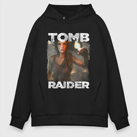 Мужское худи Oversize хлопок с принтом TOMB RAIDER в Белгороде, френч-терри — 70% хлопок, 30% полиэстер. Мягкий теплый начес внутри —100% хлопок | боковые карманы, эластичные манжеты и нижняя кромка, капюшон на магнитной кнопке | croft | lara | lara croft | tomb raider | колыбель жизни | крофт | лара | лара крофт | расхитительница | расхитительница гробниц | томб райдер