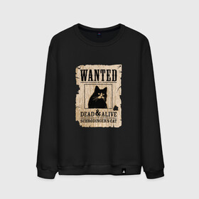 Мужской свитшот хлопок с принтом Кот в Белгороде, 100% хлопок |  | cat | wanted | живым или мертвым | кот | кот шредингера | котэ | опасен | разыскивается | чёрный кот