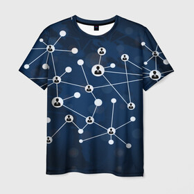 Мужская футболка 3D с принтом COVID-19 WORLD в Белгороде, 100% полиэфир | прямой крой, круглый вырез горловины, длина до линии бедер | Тематика изображения на принте: covid 19 | molecule | абстракция | клетки | коронавирус | медицина | микробы | молекулы | наука | нейрон | нейроны | текстура | текстуры | формула