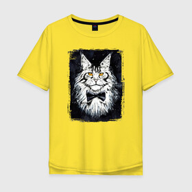 Мужская футболка хлопок Oversize с принтом Hello kittys! в Белгороде, 100% хлопок | свободный крой, круглый ворот, “спинка” длиннее передней части | акварельный | арт | галстук бабочка | глаза | кот | коты | котяра | кошка | крутая рисунок | мейнкун | мейнкуны | мех | мэйн кун | портрет | рисованный | скетч | стильная | чёрный